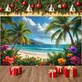 thumbnail image 5 of Tropical Theme Beach Banner Vacation Design Palm Trees Ocean Scenery for Summer Event Beach Party Tropical Decor, 5 of 9