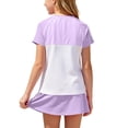 thumbnail image 6 of LJEFF Girls Color Block T-Shirt & Skort Set, Elastic Waist Soft Short Sleeve Comfortable Casual 2PC Outfit Purple Size 4 T, 6 of 9