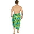 thumbnail image 3 of LA LEELA Men's Standard Beachwear Sarong Pareo Wrap One Size Emerald, Leafs Summer Vacation Aloha, 3 of 5