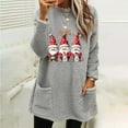 thumbnail image 2 of Feancey Christmas Loungewear for Women Fuzzy Fleece Pajama Tops Cute Gnomes Printed Graphic Sweatshirts Oversized Casual Pullovers with Pockets Gray 3XL, 2 of 5
