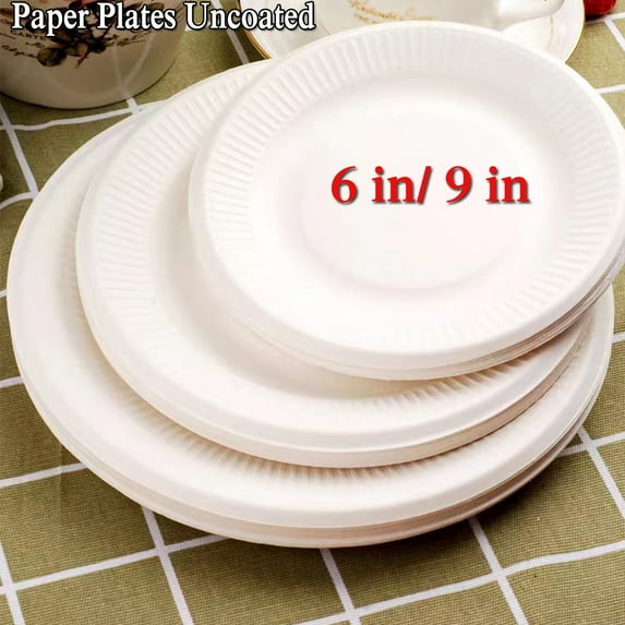 White Plastic Plates 6/9-inch Party Plates, Dessert Plates and Appetizers Plates Are Suitable for Weddings, Disposable, Reusable and Microwave-heated.