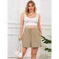 thumbnail image 5 of SHOWMALL Women's Plus Size Athletic Shorts with Pockets, Light Khaki 4X Cotton Blend Workout Shorts with Side Slits & Drawstring, 5 of 8