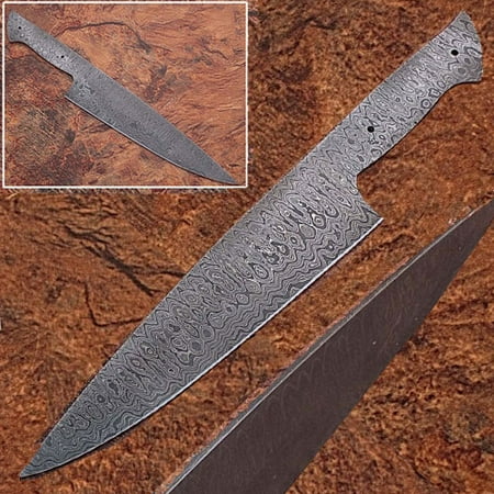 Damascus Full Tang Ladder Pattern Blank Chef Knife - Ltd.Edition