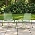 thumbnail image 2 of Tcbosik Set of 2 Outdoor Stackable Chairs, Modern Lounge Chair, Metal Armless Chair for Porch, Garden, Patio, Backyard, Green, 2 of 10