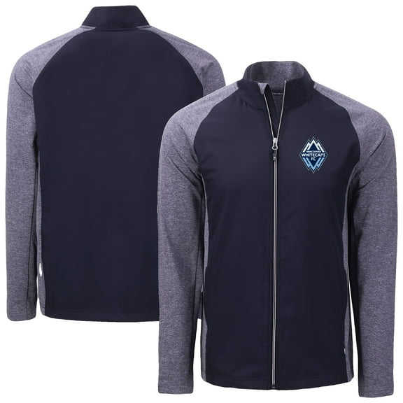 Men's-Cutter & Buck  Navy Vancouver Whitecaps FC Adapt Eco Knit Hybrid Recycled Full-Zip Jacket