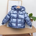 thumbnail image 6 of Godderr 1-7Y Boys Girls Solid Color Cotton Jacket Hooded Down Coats for Baby Kids Zipper Down Cotton Jacket Glossy Warm Tops Winter Outerwear, 6 of 7