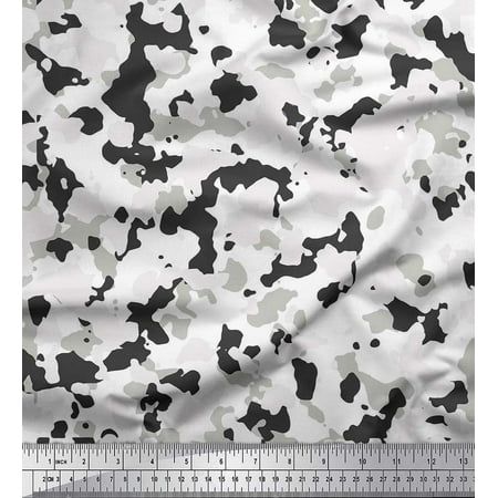 Soimoi Poly Georgette Fabric Two Tone With White Camouflage Print Sewing Fabric Yard 42 Inch Wide