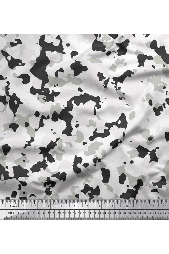 Poly Georgette Fabric Two Tone With White Camouflage Print Sewing Fabric Yard 42 Inch Wide