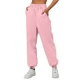 thumbnail image 2 of felwors Sweatpants Women Fleece Pockets Winter Fall Fashion Baggy Lounge Pants Joggers Pink, XXL, 2 of 4