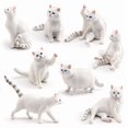 thumbnail image 1 of Juego de figuras con forma de gato blanco, 8 piezas, juguete realista de PVC para decoración infanti, 1 of 1