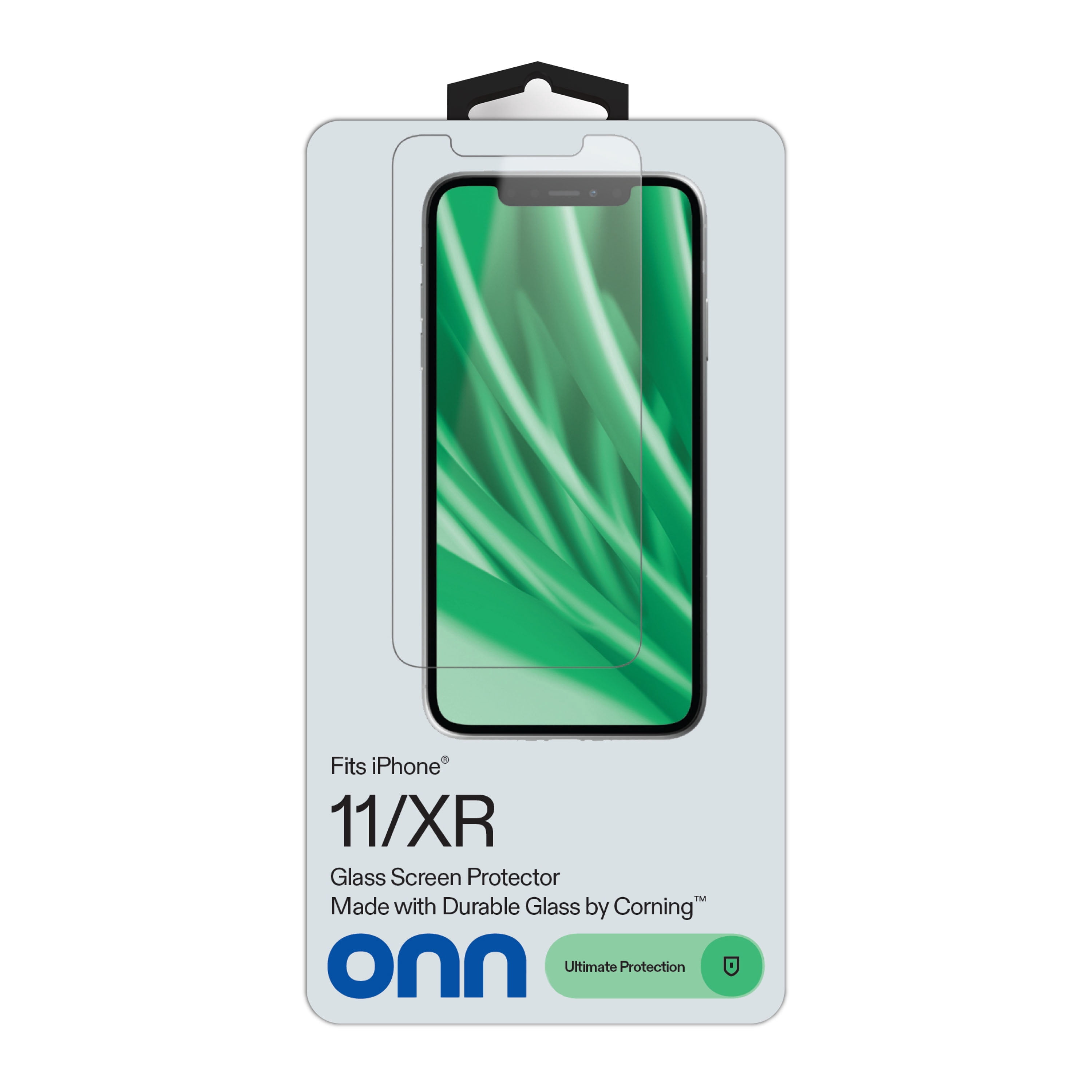 onn Corning Glass Screen Protector for iPhone® 11 and iPhone® XR, Made with Durable Glass by Corning™ for Ultimate Protection, Includes Easy Application Tray