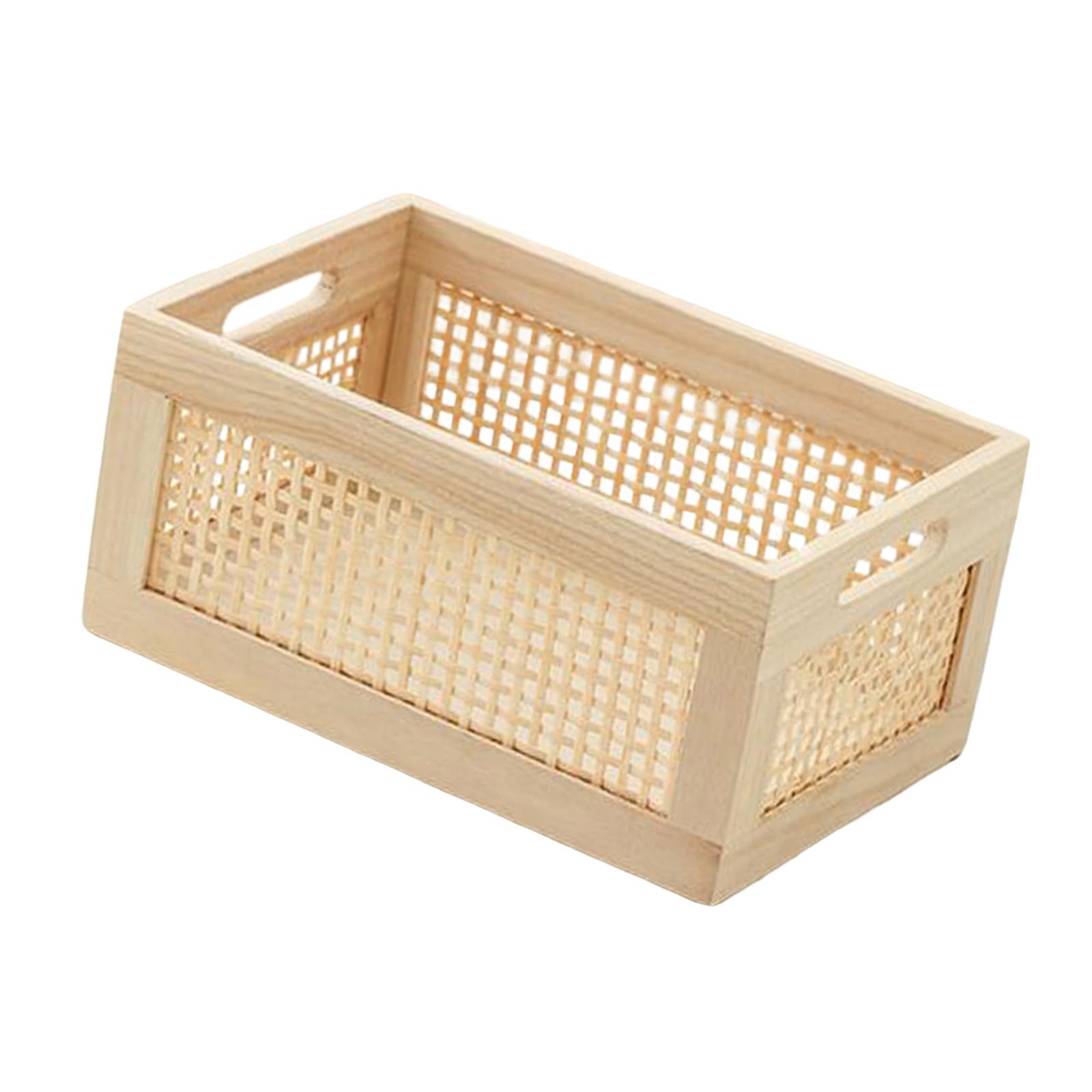 Rustic Wooden Box, Rectangular Storage Basket Toy Multipurpose Wood Frame Storage Basket Sundry Storage Box for Pantry Shelves Office Kitchen Super