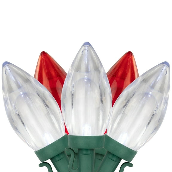 Northlight LED C9 Christmas Lights - Red and Pure White - 16' Green Wire - 25ct