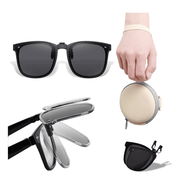 Clip De Gafas De Sol Plegable Portátil Modelo Beige