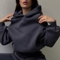 thumbnail image 4 of RQYYD Women's Two Piece Outfits Tracksuit Cold Shoulder Long Sleeve Hoodies Tops Jogger Sweatpants Matching Sets Gray M, 4 of 7