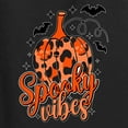 thumbnail image 6 of Wild Bobby Spooky Vibes Pumpkin Skulls Bats Stars with Orange and Black Halloween Women Slim Fit Junior Tee, Black, Large, 6 of 6