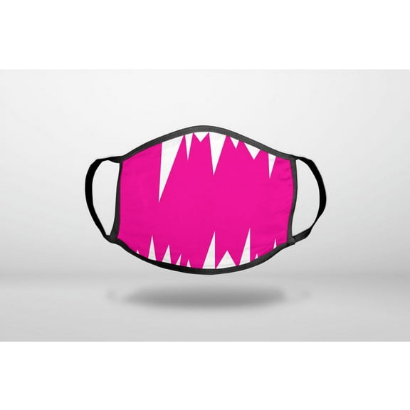 Neon Pink White Spikes - 3-Ply Reusable Soft Cloth Face Covering, Unisex, Cotton Inner Layer
