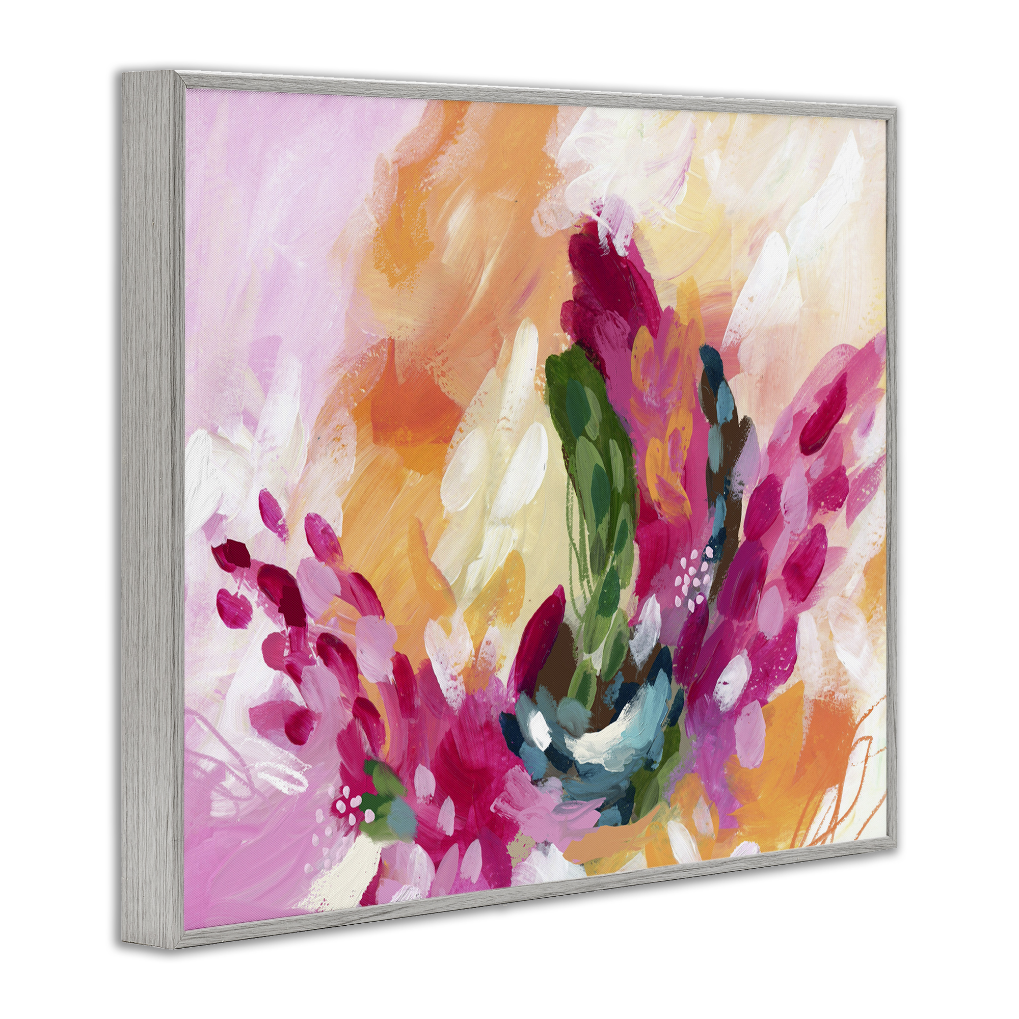 Stupell Industries Tropical Punch Abstraction Abstract Painting Gray Framed Art Print Wall Art, 20 x 16