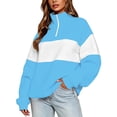thumbnail image 2 of QUNYINEY Long Sleeve Women's Sweatshirts Colorblock Half Zip Mock Neck Tops Loose Fit Workout Casual Pullover Long Sleeve Sweatshirts, 2 of 8
