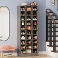 thumbnail image 2 of 30 Pairs Tall Shoe Cabinet, 10 Tiers White Wooden Shoe Storage Rack for Closet, Entryway - 10-tier Grey, 2 of 5
