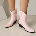 thumbnail image 2 of UngA Sexy Boots for Women Cowboy Boots for Women, Mid Calf Cowgirl Boots with Embroidery Round Toe Western Low Heel Shoes Pink,7.5, 2 of 7
