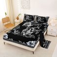 thumbnail image 2 of Homewish Hipple Skull Monogram E Bed Sheets,Spooky Halloween Flowers Full Size Sheets,Black White,4-Piece,1 Flat Sheet, 1 Fitted Sheet and 2 Pillowcases, 2 of 6