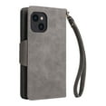 thumbnail image 4 of ELEHOLD Wallet for iPhone 15 6.1" Case, PU Leather Large Capacity Card Holders Zipper Wallet Detachable Wris Strap Cash Pocket Kickstand Shockproof Flip Wallet Protective Case for iPhone 15, Gray, 4 of 15