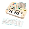 thumbnail image 2 of Piano de madera con panel de actividades y luz, juguete sensorial preescolar para el aprendizaje temprano, ideal como regalo de cumpleaños para niños, 2 of 9