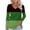 Green, variant on WRKEKC Womens Long Sleeve Tops V-Neck Color Block Versatile Long Sleeve Top for Women Casual Daily Wear Trendy Stylish Blouse