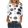 thumbnail image 2 of DPTALR Women's Printed Button 3/4 Sleeve T-shirt Loose Top, 2 of 4