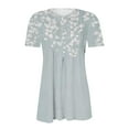 thumbnail image 4 of PNTUTB Women's Fashion Printed Casual Button Up V Neck Ruffled Loose Pullover Short Sleeve T Shirts, 4 of 6
