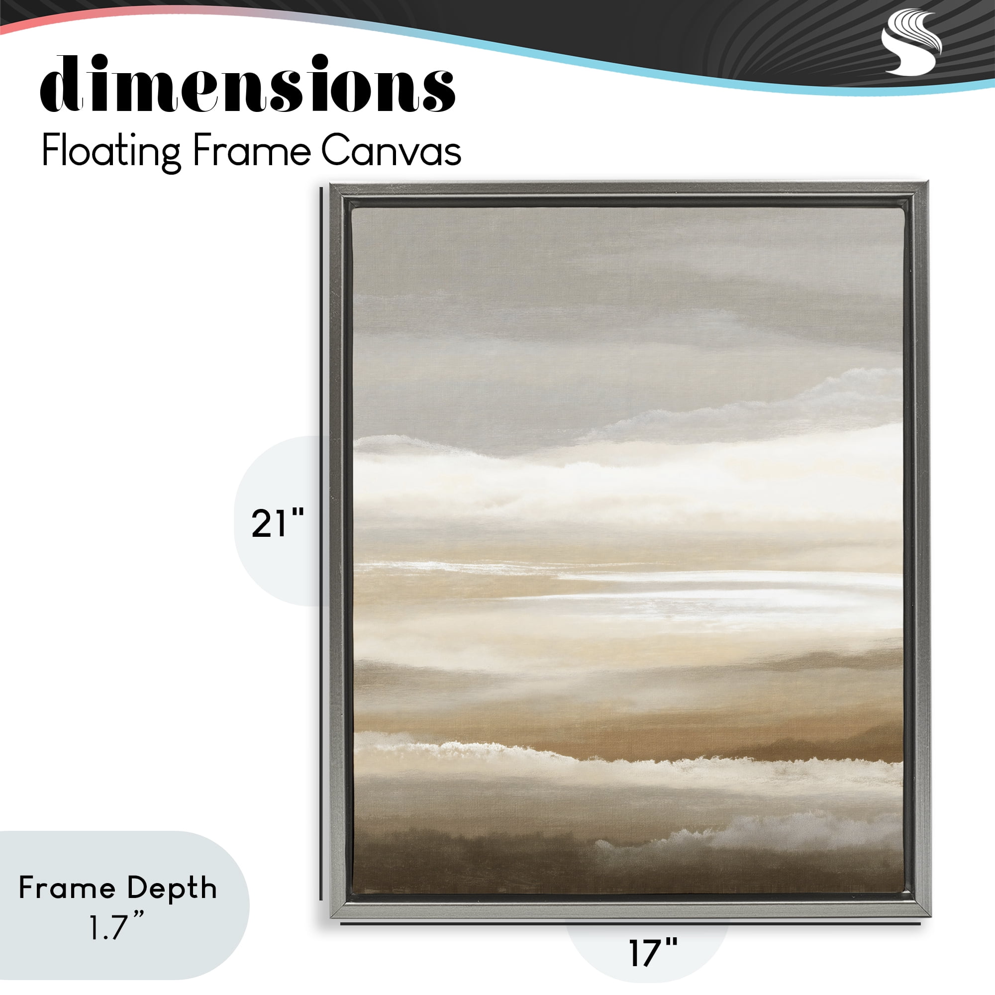 Stupell Industries The Horizon Serene Cloud Layers Gray Framed Floater Canvas Wall Art, design by Ink Drop Loft