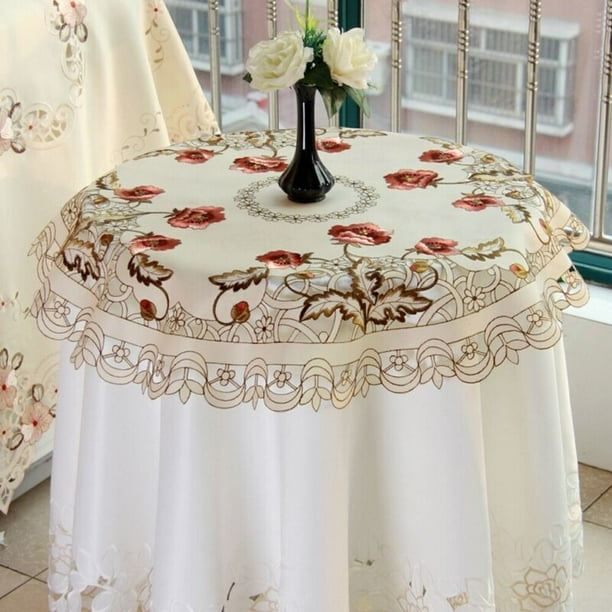 Vintage Embroidered Round Dining Table Tablecloth Fl Lace Runner Decor Com Vintage Embroidered Round Dining Table, Runner For Round Dining Table