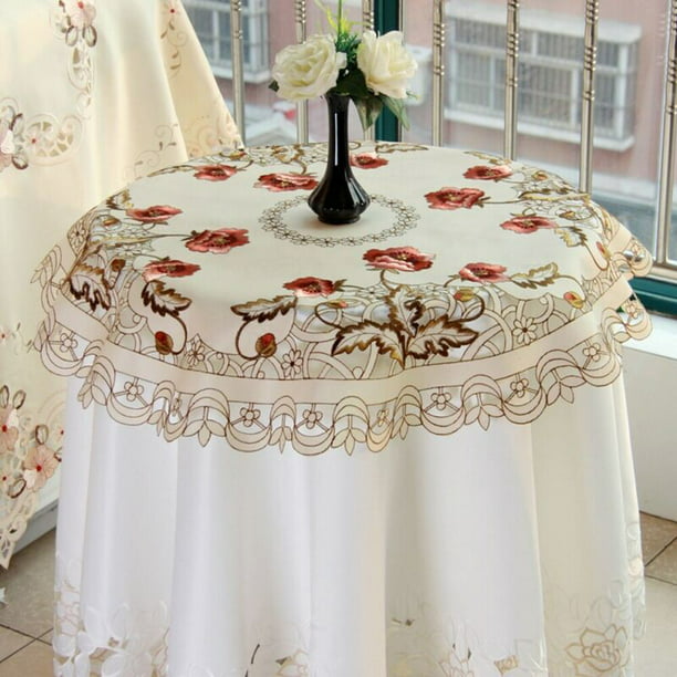 Vintage Embroidered Round Dining Table, Round Kitchen Table Cloth