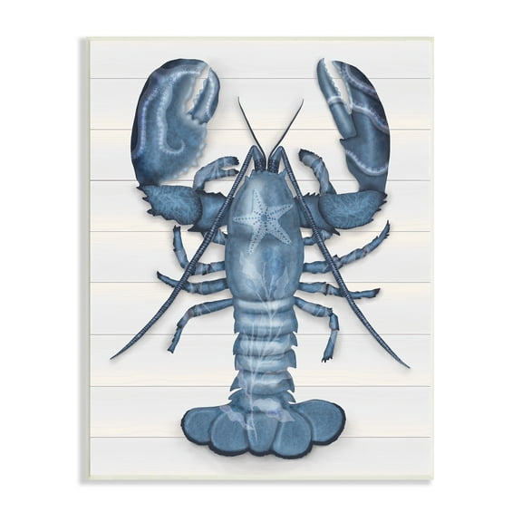 Stupell Industries Detailed Blue Lobster Starfish Botanical Motif Panels Graphic Art Unframed Art Print Wall Art, Design by Darlene Seale