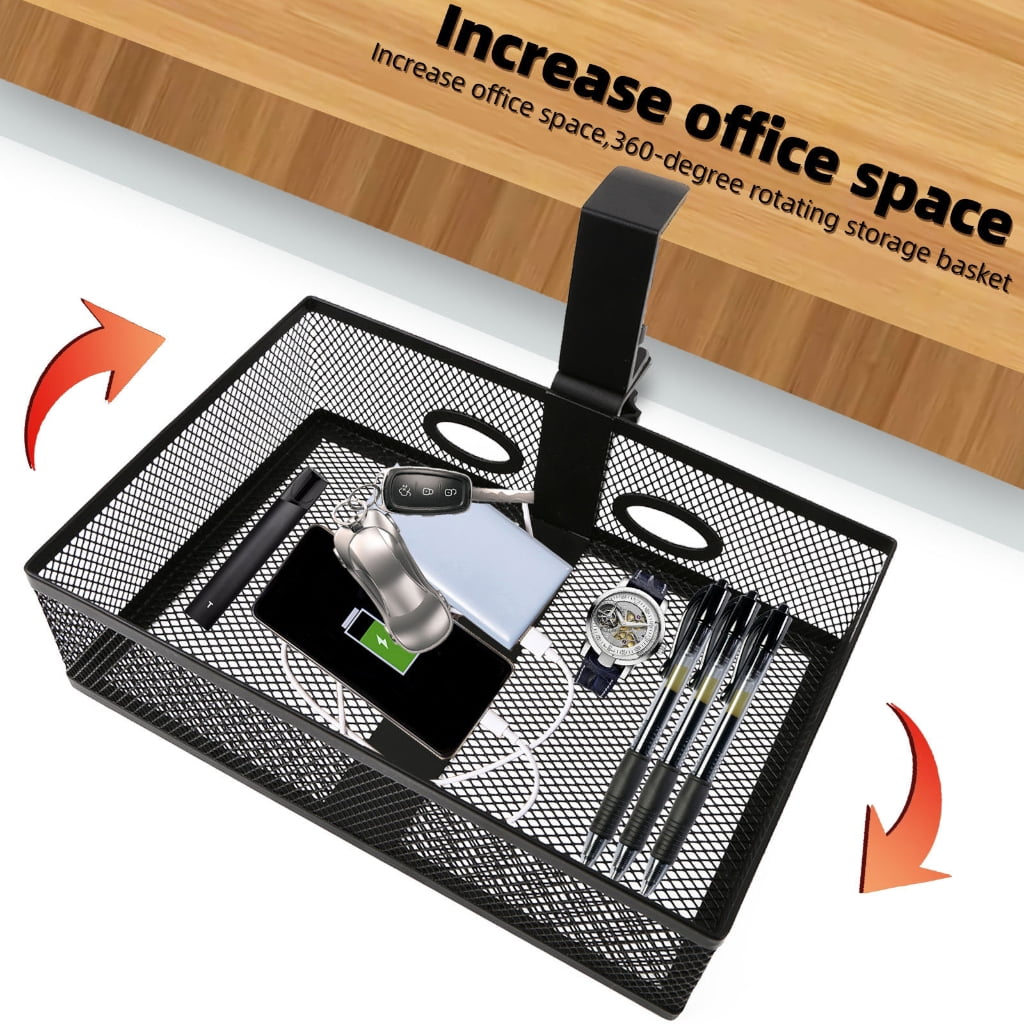 Osdhezcn Space Saving Under Desk Drawer Organizer Tray Multifunctional Metal Wire Basket