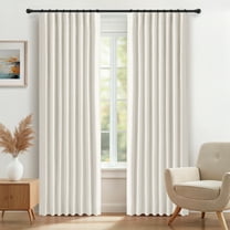 100% Blackout Faux Linen Curtains for Livingroom Bedroom,2 Panels Set,Thermal Insulated,With Free 20 Ring Clips - Beige, W50 X L63