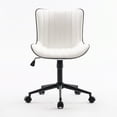thumbnail image 5 of YOUNIKE Cute Armless Office Desk Chair Modern Upholstered Faux Leather Swivel Task Chair, White, 5 of 7