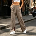 thumbnail image 6 of Ozmmyan 2026 Womens Wide Leg Sweatpants High Elastic Waist Side Split Cuff Casual Loose Fit Lounge Pants with Pockets, 6 of 8