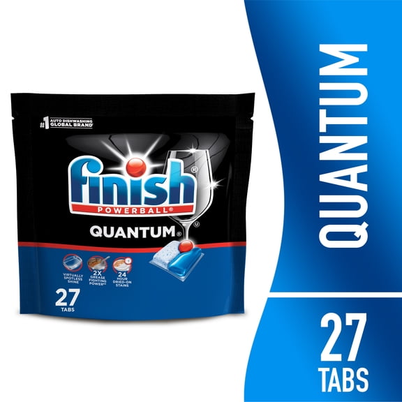 Finish Quantum Dishwasher Pods, No Pre-Rinse Dishwasher Detergent Tabs Soap, Advanced Clean, 27 Count