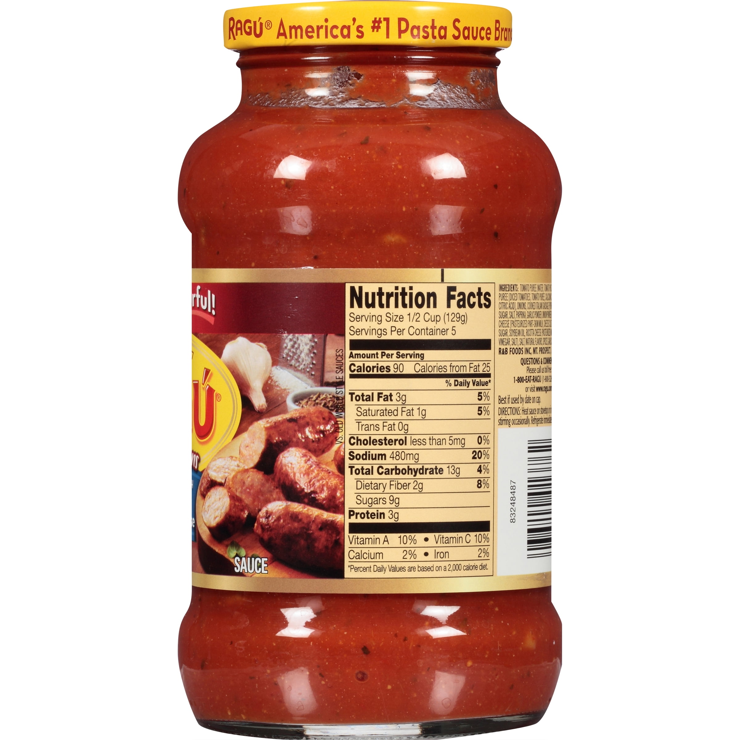 Ragu Meat Creations Sweet Italian Sausage & Cheese Pasta Sauce, 24 oz.