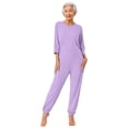 thumbnail image 7 of Aislor Women Care Dementia Clothing Alzheimers Anti-Strip Jumpsuit Nursing Nightwear with Zipper at Back and Leg Lavender M, 7 of 7