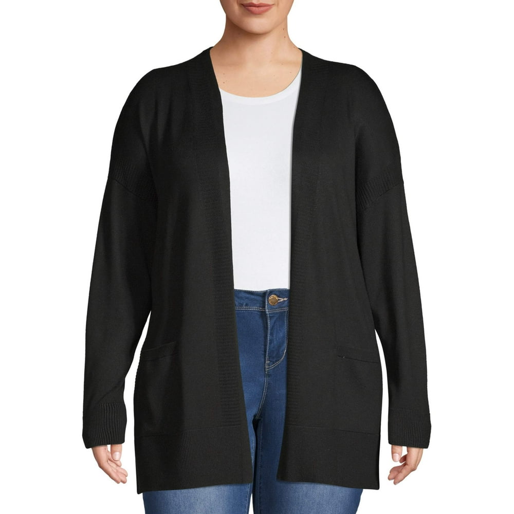 Terra & Sky Terra & Sky Plus Size Sweater Cardigan with Pockets Women