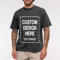 thumbnail image 6 of Custom T-Shirt with Your Image for Men Women, 230g Pure Cotton Washed Short Sleeve Tee Black XL, 6 of 6