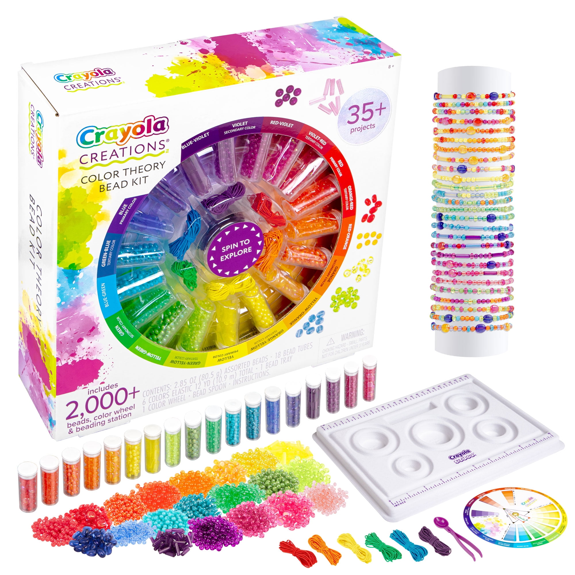 Crayola Creations Color Theory Bead Kit Jewelry Making Tween Activity, 2000+ Plastic Bead Kit