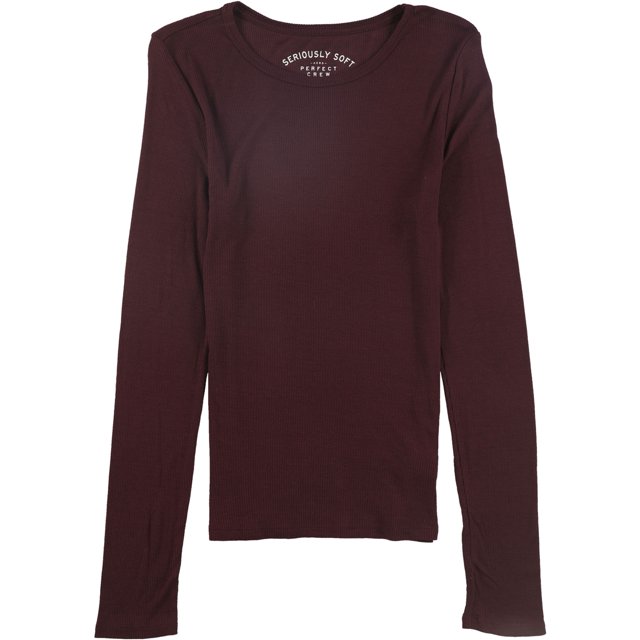 Aeropostale - Camiseta gráfica ajustada acanalada para mujer, color morado, pequeña