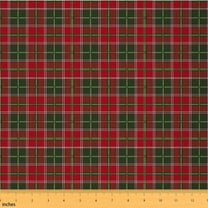 Homewish Green Red Buffalo Patchwork Fabric by the Yard 1 Yard, Chic Fashion Plaid Room Decor Fabric by the Yard, Teens Kids Child Adult Sewing Fabric, Microfiber Bedroom Decor