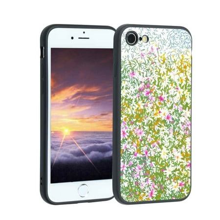 Compatible with iPhone 7 Phone Case, Flowers-Leaves Case Silicone Protective for Teen Girl Boy Case for iPhone 7