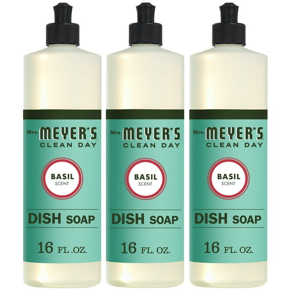 Mrs. Meyer’s Clean Day Liquid Dish Soap, Basil, 16 ounce bottle (Pack of 3)
