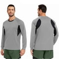 thumbnail image 4 of Mens Quick-Drying T Shirts Athletic Workout Long Sleeve Crewneck Tees Tops Casual Color Block Pullover Breathable Moisture-Wicking Running Tshirts, 4 of 4